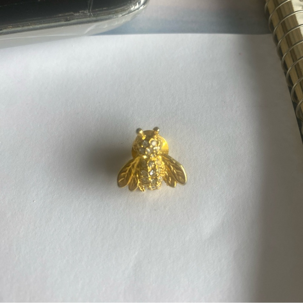 Gold Bee Brooch with Rhinestones